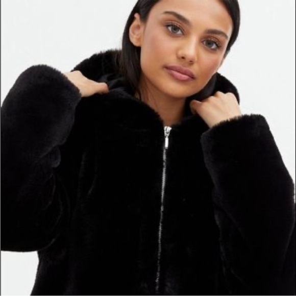 BLANKNYC Black Hooded Faux Fur Cozy Jacket - Picture 8 of 8